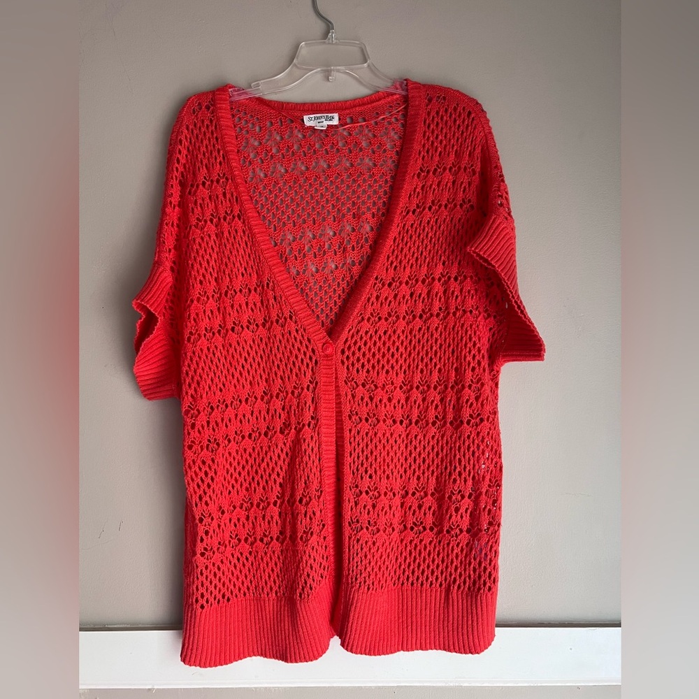 St. John's Bay Vibrant Red Open-Knit Cardigan